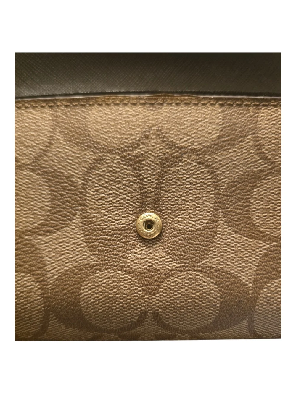 Coach F49135 Signature Checkbook Wallet Khaki Brown Long Wallet